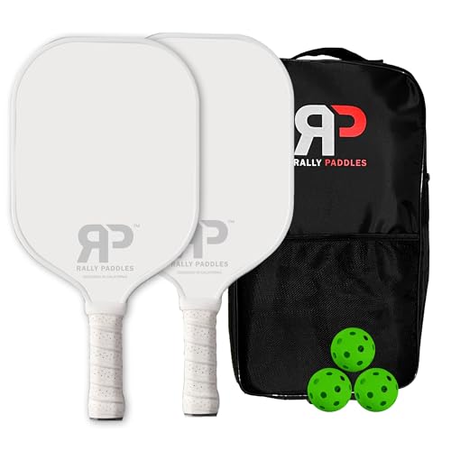 Pickleball Paddles Set | Featuring a Multilayer Carbon Fiber Face | Lightweight Honeycomb Core | 2 Premium Paddles, 4 Balls, 1 Bag | Ideal for Beginners & Designed in California