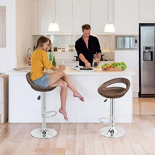 ZENY Set of 2 Adjustable Bar Stools, Pub Swivel Barstool Chairs with Back, Pub Kitchen Counter Height Modern Patio Barstool