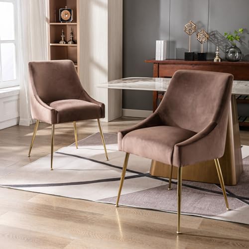 WestinTrends Carlo Upholstered Velvet Accent Chair with Gold Metal Legs (Set of 2), Royal Blue