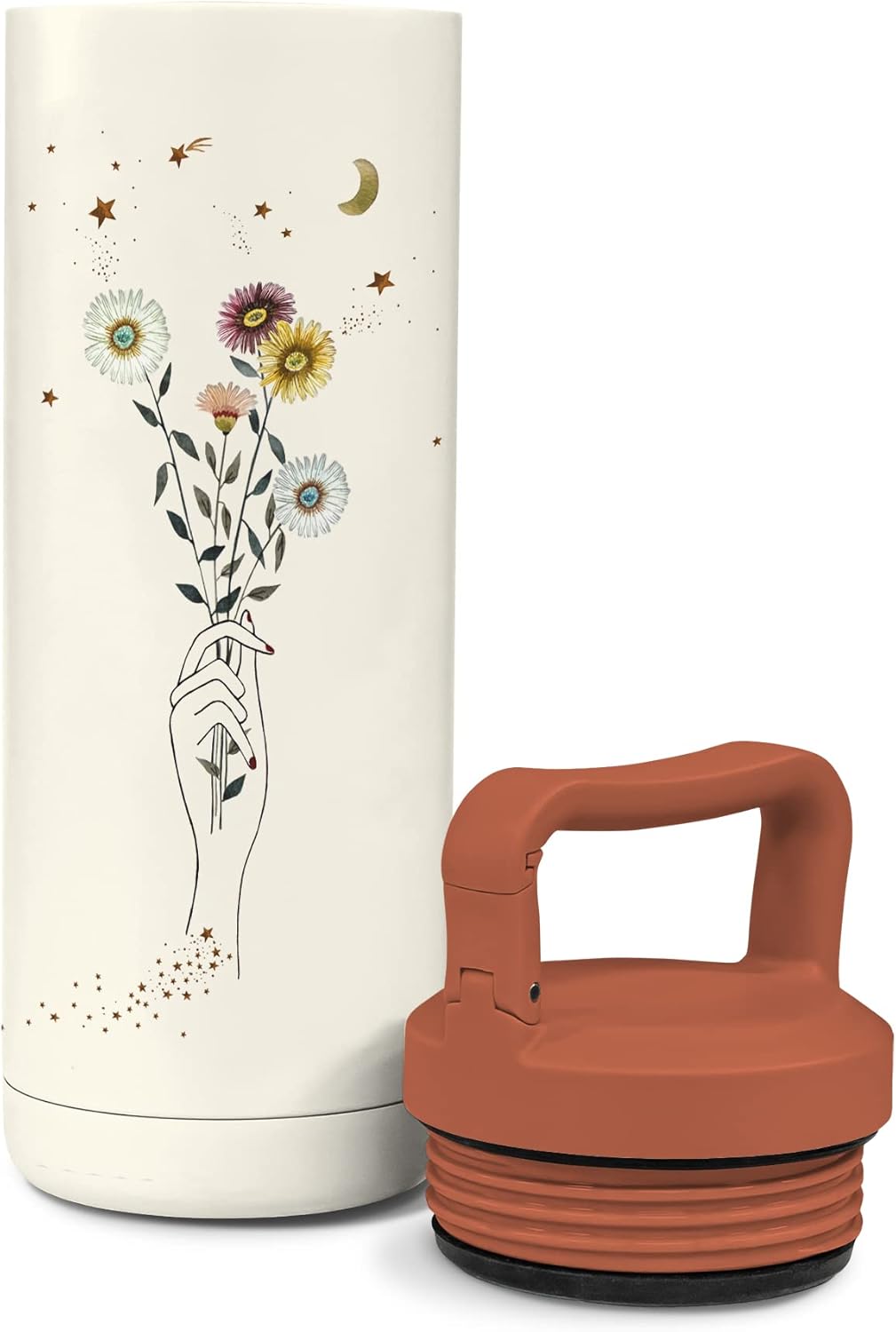 Studio Oh! Spellbound Snap-Hook Insulated Water Bottle with Straw, Double-Wall Stainless Steel Water Bottle, 20 oz