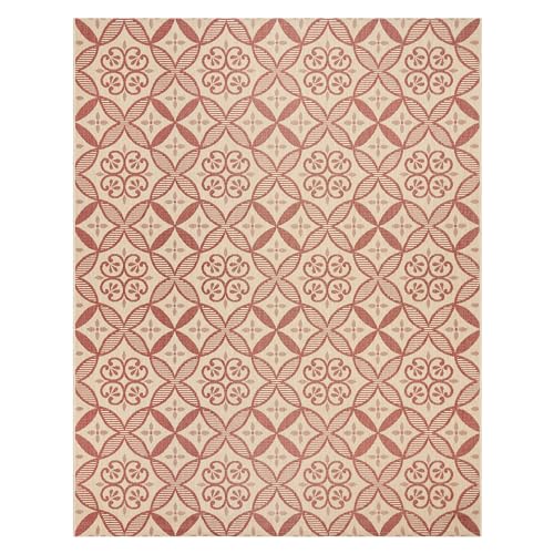 Gertmenian Indoor Outdoor Classic Flatweave Area Rug, Stain & UV Resistant Carpet, Deck, Patio, Poolside & Mudroom, Large 8x10, Bohemian, Burke Striped Ash/Steel, 25485