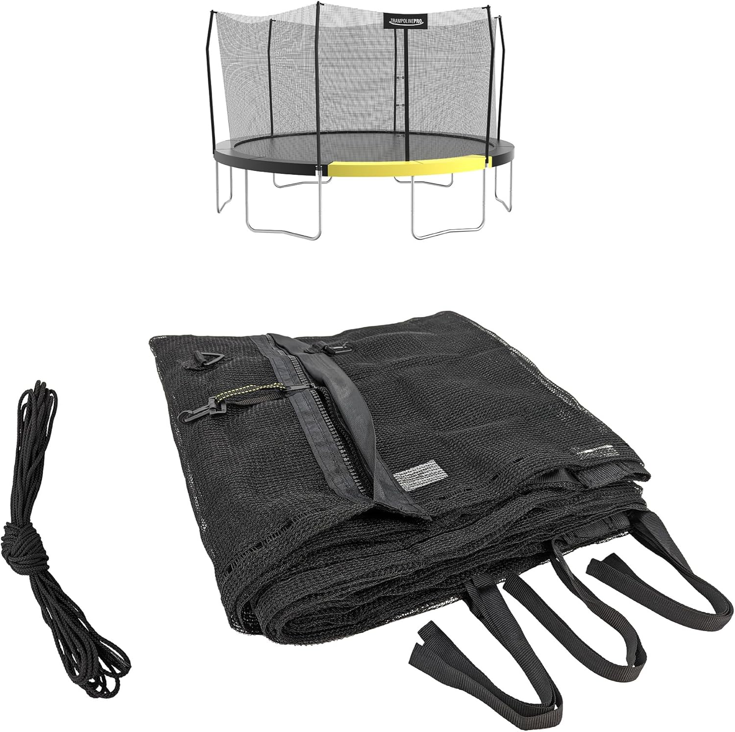 Trampoline Pro Replacement Trampoline 14ft Safety Enclosure (Net Only) for 6 Angled Poles (Poles are Not Included) UV and Weather Resistant Trampoline Net with Straps