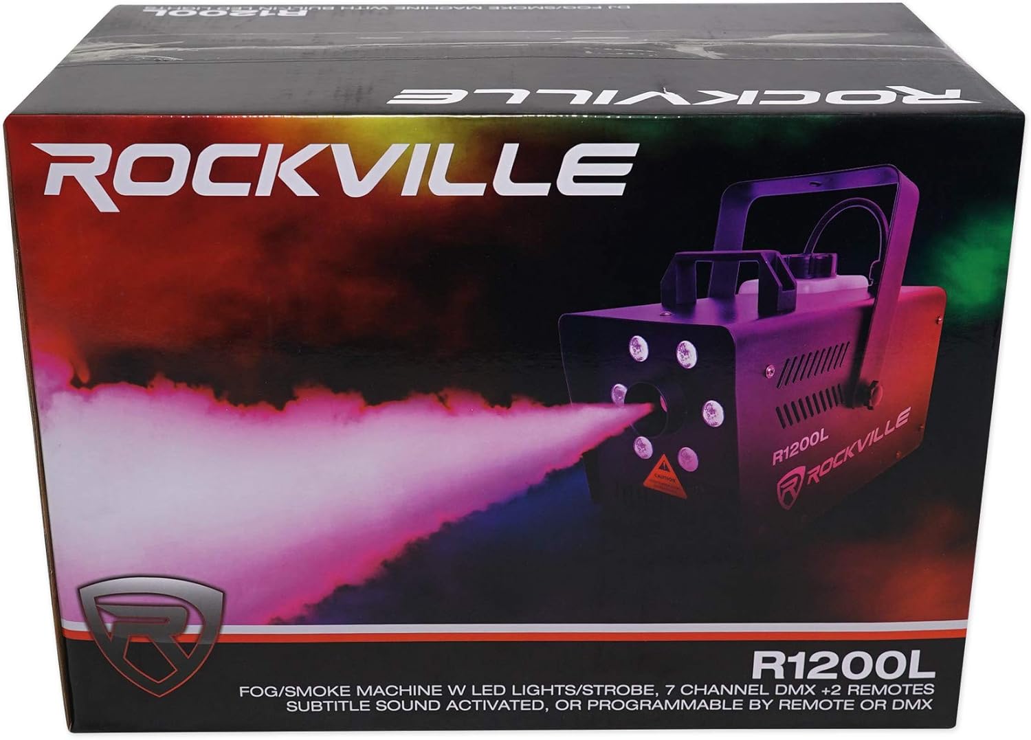 Rockville R1200L Fog/Smoke Machine w LED Lights/Strobe, DMX+2 Remotes+Carry Bag