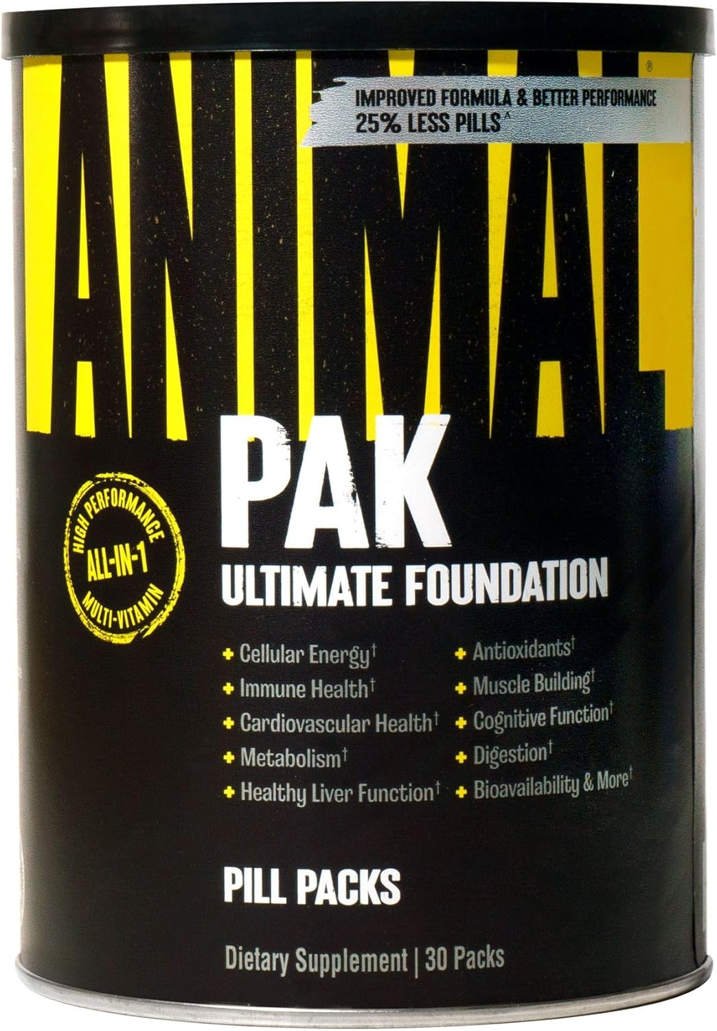 Animal Pak - Convenient All-in-One Vitamin & Supplement Pack - Zinc, Vitamins C, B, D, Amino Acids & Greens Pak - Chlorophyll, Spectra, Superfood Whole Food Prebiotic and Probiotic Super Digestion