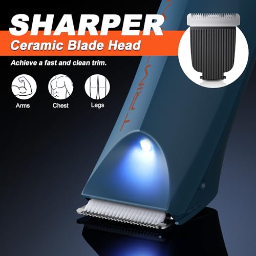 Body Hair Trimmer for Men, 2-in-1 Groin Hair Trimmer & Body Groomer Ball Shaver Electric Razor for Men Pubic Hair with 2 Replaceable Ceramic Blades, Gifts for Husband Guys Him