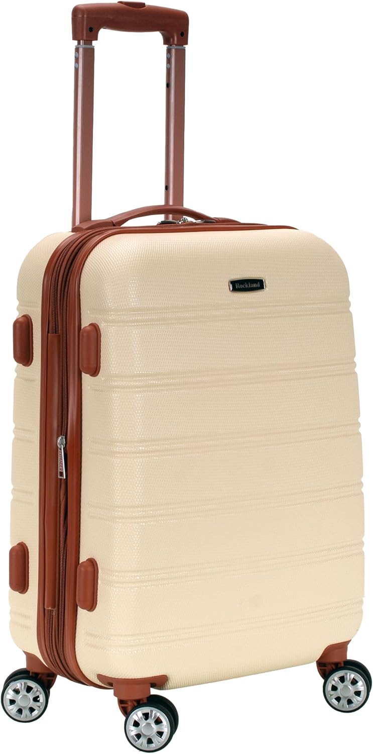 Rockland Melbourne Hardside Expandable Spinner Wheel Luggage, WHITE, Carry-On 20