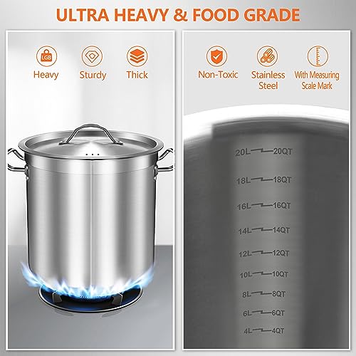 Large Stock Pot with Lid - 40 Quart Stainless Steel Stockpot Heavy Duty Cooking Pot, Soup Pot with Lid, Big Pots for Cooking, Induction Pot Stew Pot Pozole Pot