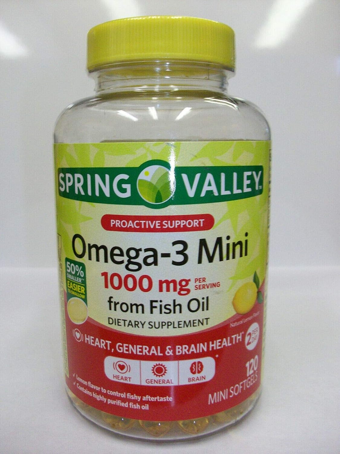 Mini Omega-3 Fish Oil 1000 mg, Proactive Support, Lemon, 120 Softgels L