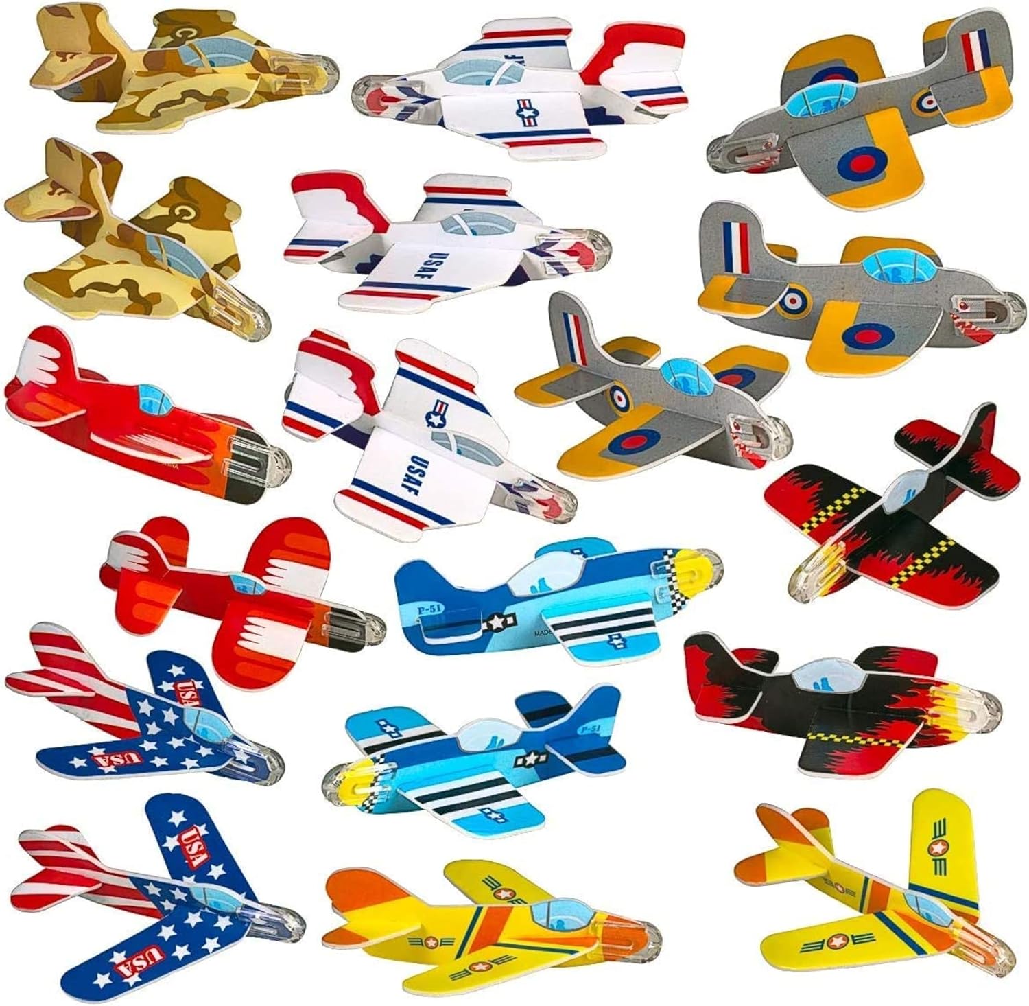 Neliblu Bulk Pack of 72 Airplane Gliders Party Favors for Kids - Party Pack Individually Wrapped Flying Paper Planes – Assorted Designs - for Rewards and Prizes, Pinata Fillers, Carnival Prizes