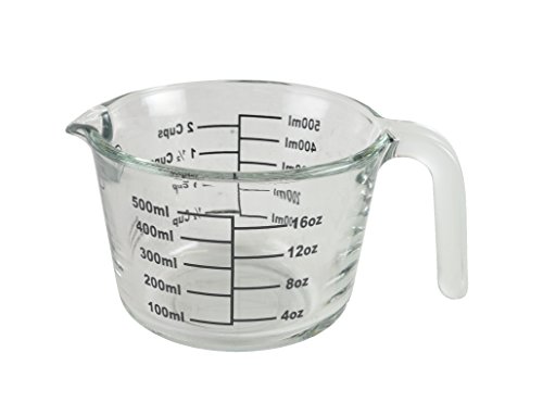 Farberware 2-Cup Borosilicate Glass Wet and Dry Measuring Cup with Oversized Measurements, Clear