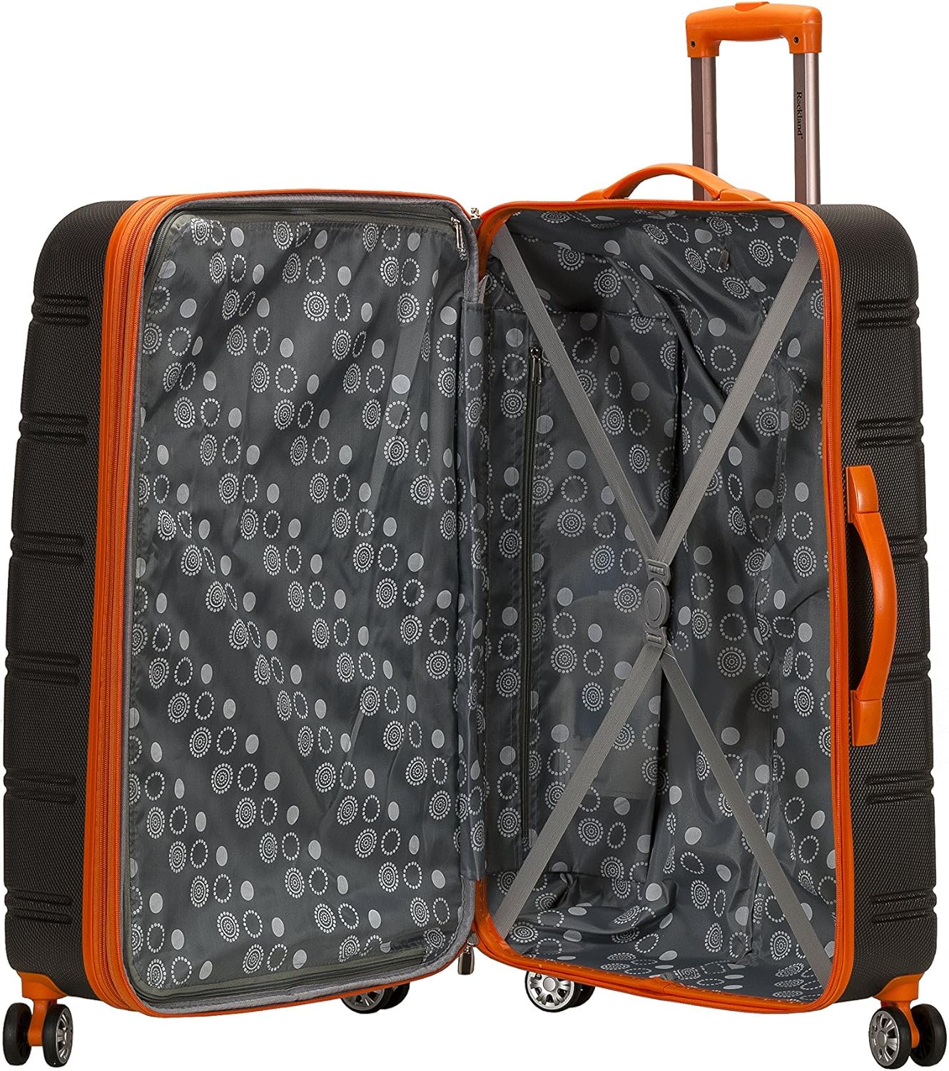 Rockland Melbourne Hardside Expandable Spinner Wheel Luggage, CHARCOAL, Checked Large 28