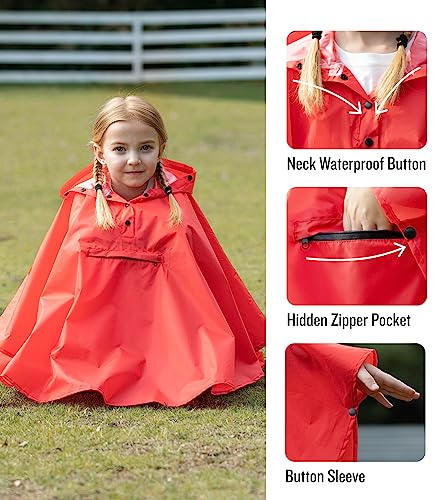 SaphiRose Lightweight Kids Rain Poncho Jacket Waterproof Outwear Rain Coat