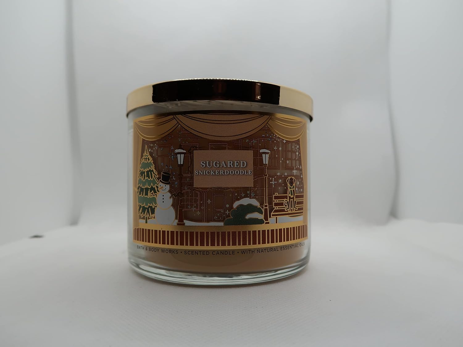 Bath Body Works, White Barn 3-Wick Candle w/Essential Oils - 14.5 oz - 2022 Christmas! (Sugared Snickerdoodle)
