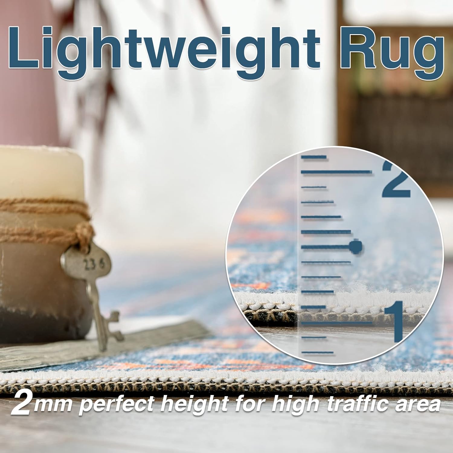 jinchan Area Rug 2x6 Washable Rug Runner Rug Hallway Gabbeh Rug Vintage Floor Cover Rug Brick Red Blue Multi Carpet Floral Print Thin Rug Indoor for Bedroom Kitchen Bathroom Living Room Dining Room