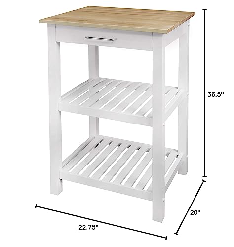 American Trails Sunrise American Kitchen Island, Natural Maple Top, White Base (New)