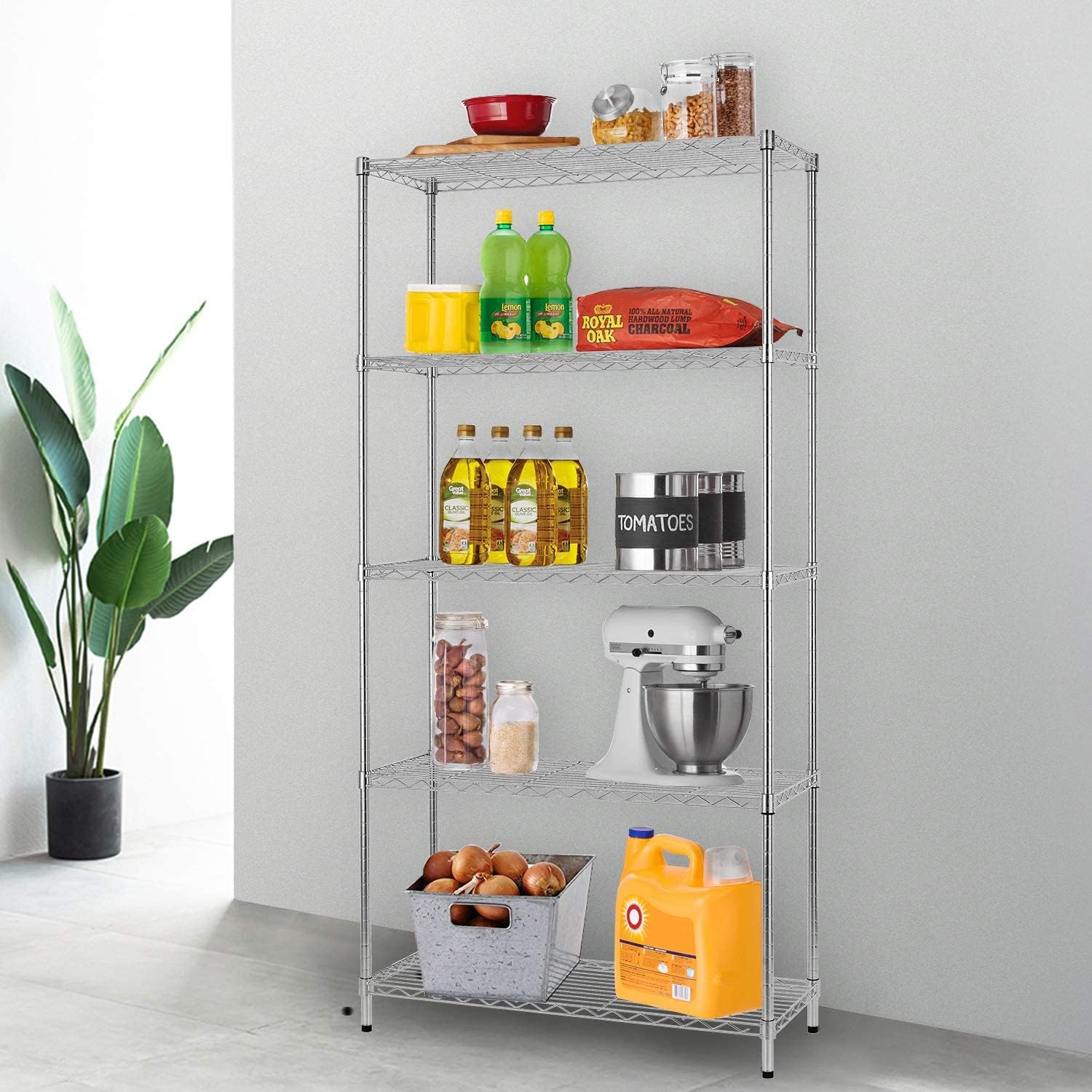FDW 18x48x82 inch Wire Shelving Unit with Wheels Steel 6 Tier Heavy Duty Layer Rack Storage Metal Shelf Garage Organizer Wire Rack Shelving & 14