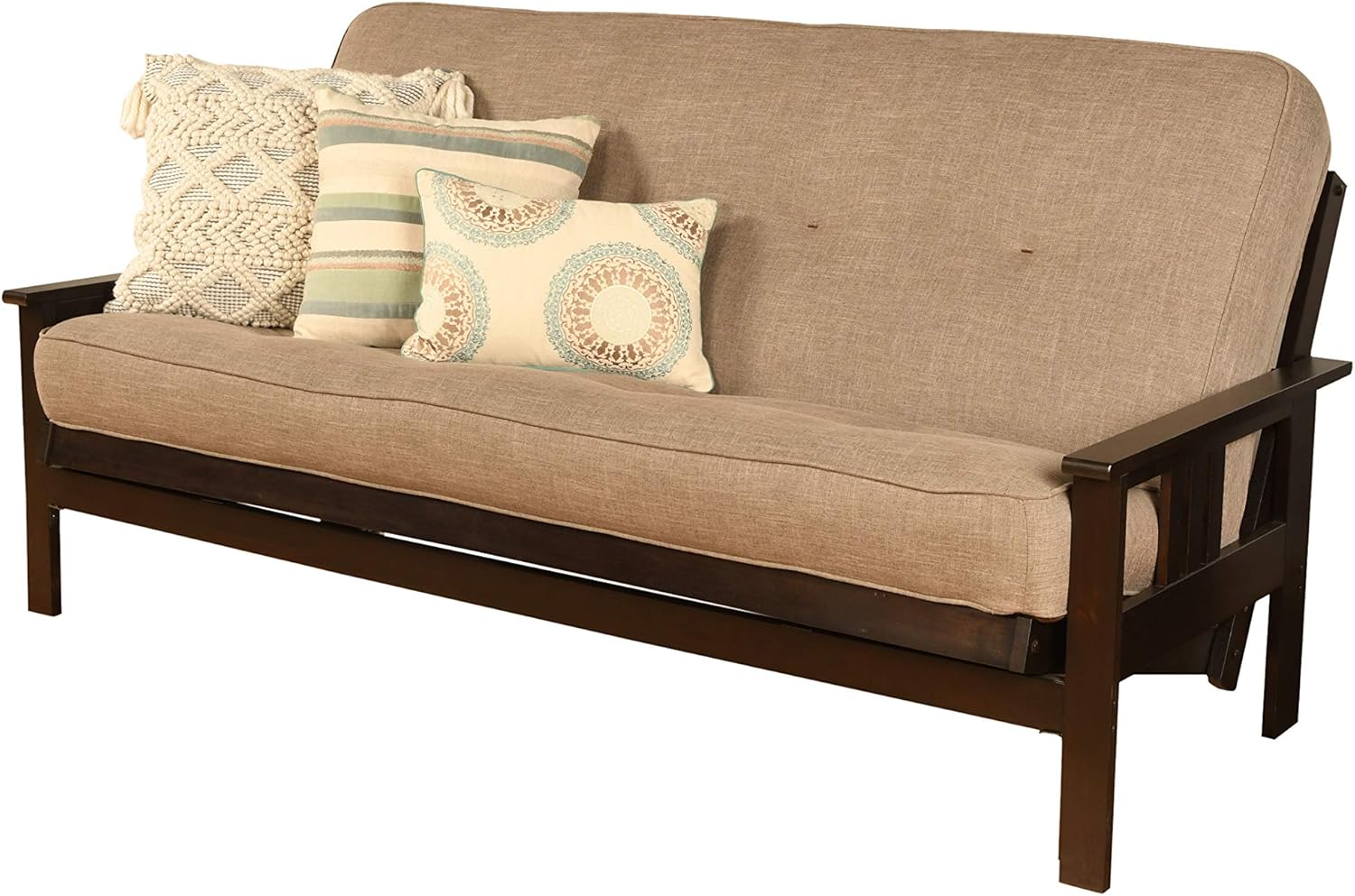 Kodiak Furniture Monterey Frame with Linen Fabric Mattress in Gray/Espresso