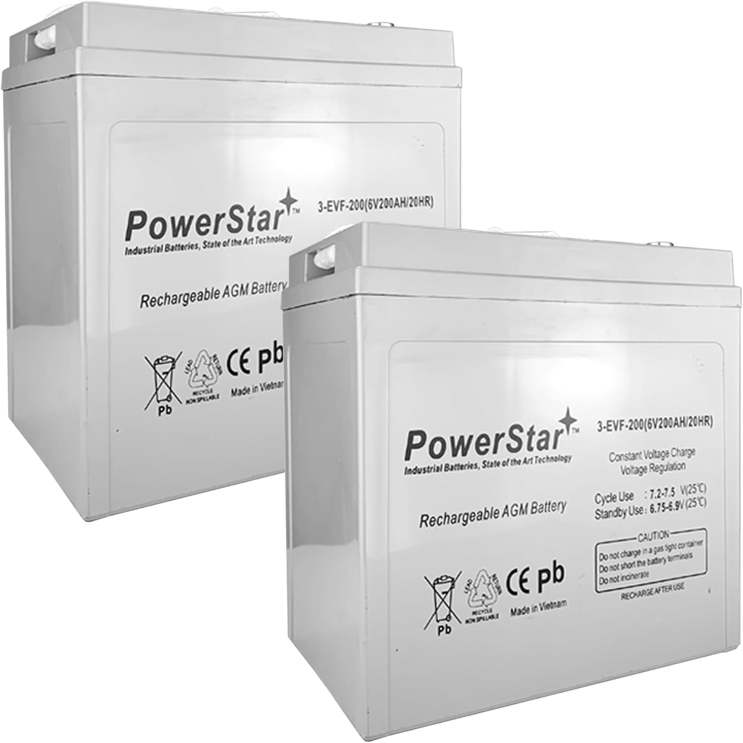 PowerStar Relplacement for Trojan T-105 GC2 6V 200Ah Deep Cycle Flooded Lead Acid Battery x2