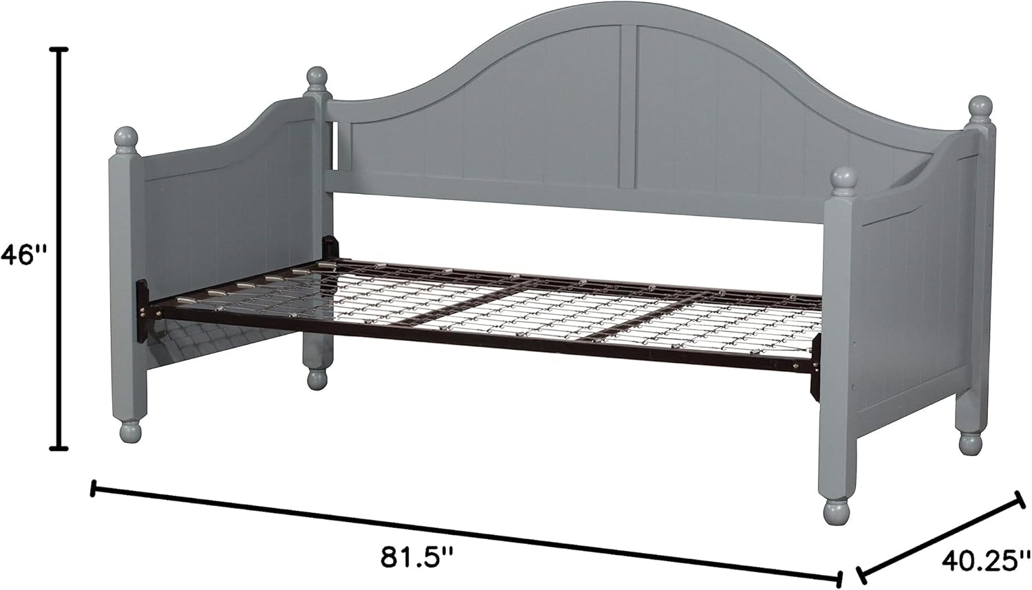 Hillsdale Augusta Solid Wood Daybed with Suspension Deck, Gray