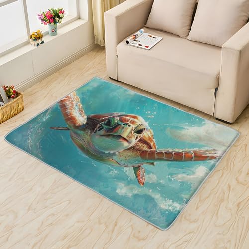Beach-themed Rug, 6x8 rug.Coastal starfish Rugs for Living Room Bedroom, Fresh Starfish Large Area Rug, Washable Rug Non Slip Soft Indoor Carpet, Beach-themed Home & Room Decor
