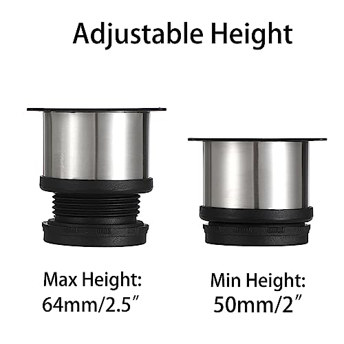 OwnMy 4PCS 4 Inch Stainless Steel Furniture Legs Furniture Feet Risers Small Metal Desk Leg Sofa Legs, Adjustable Silver Metal Furniture Replacement Legs Round Cabinet Legs Chair Table Leg Extenders