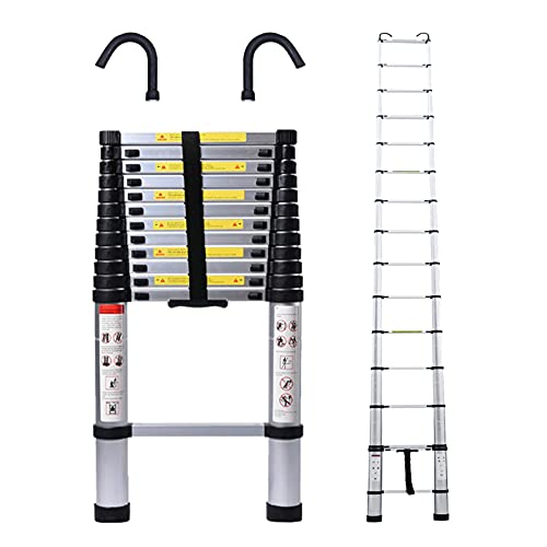 16.5FT Aluminum Telescoping Extension Ladder 330lb Capacity Heavy Duty A-Frame Foldable Portable 2-in-1 Ladder with Support Bar EN131 Certificated for Home Office Shed Warehouse