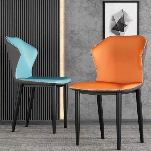Meal Chairs Kitchen PU Leather Kitchen Dining Chairs Bedroom Room Balcony Sofa Chair Dressing Table Makeup Chair Comfy Accent Lounge Chair for Reception Room Living Room(Orange Grey)