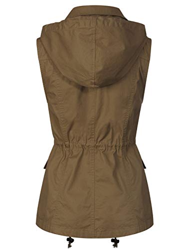 MixMatchy Women's Drawstring Lightweight Loose Fit Sleeveless Safari Vest Utility Jacket
