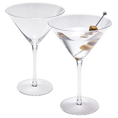 Martini & Champagne Coupe Glasses Set of 2 with Silver Spoon | 10oz | Crystal Luxury, Premium Hand-Blown | Classic Cocktail & Glass Coupes For Manhattan, Cosmopolitan, Sidecar, Speakeasy Goblets