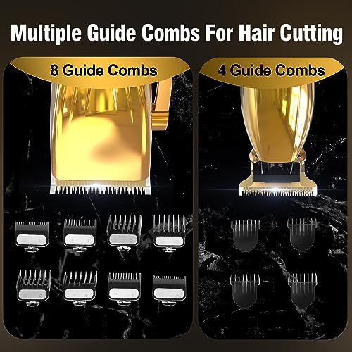 Professional Hair Clippers for Man,Electric Shavers Razor T-Blade Hair Trimmer, Men’s Grooming Kit Cordless Barber Trimmer Bald Shavers with 4 Guides & 3 Foil Head (bronze)
