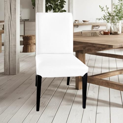 100% European Linen Cotton Slipcover, Compatible with IKEA Henriksdal Dining Chair, Solid White - Set of 2