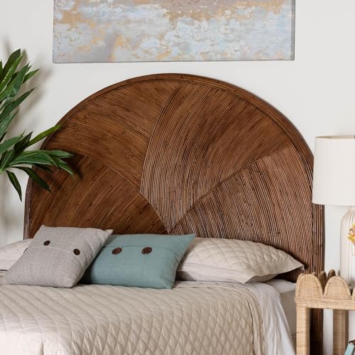 bali & pari Seana Natural Rattan Standalone Headboard, Queen, Dark Brown