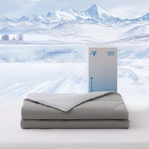 Cooling Comforter for Hot Sleepers, Double-Sided Cooling Technology Blanket, Cooling Fabric Summer Comforter- Soft, Breathable, Lightweight - Blue, King 104