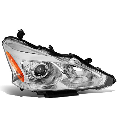 DNA MOTORING OEM-HL-0069-R Chrome Amber Factory Style Passenger Side Projector Headlight Replacement For 13-15 Altima