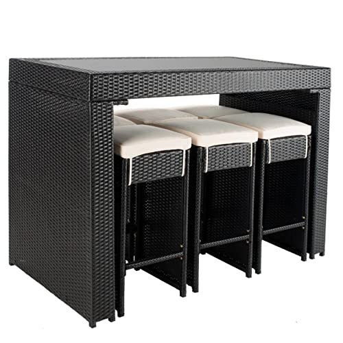 SAFAVIEH Outdoor Collection Horus Grey Brown/White Cushion 7-Piece Dining Set PAT7502C