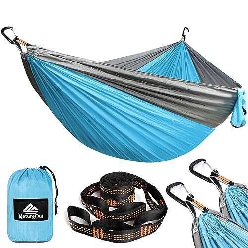 Ultra-Light Travel Camping Hammock | 300kg Load Capacity,(300x200cm) Breathable,Quick-Drying Parachute Nylon | 2 x Premium Carabiners,2 x Nylon Slings Included | for Outdoor Indoor Garden