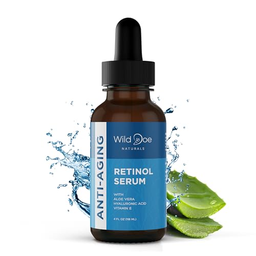 Retinol Serum for Face -Anti Aging Serum & Dark Spot Corrector w/Hyaluronic Acid, Pure Aloe Vera Gel, Vitamin E Oil For Scars Treatment: Target Lines/Wrinkles, Boost Collagen, Aid Acne Treatment -4oz