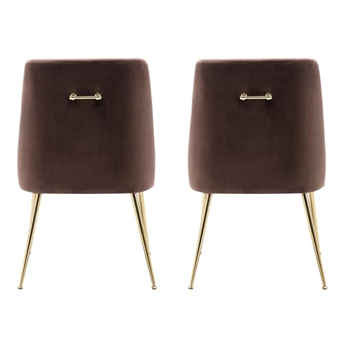 WestinTrends Carlo Upholstered Velvet Accent Chair with Gold Metal Legs (Set of 2), Royal Blue