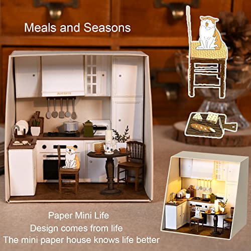 Spilay Dollhouse Miniature with Furniture,DIY Dollhouse Kit Paper Mini Model with LED Light,1:24 Scale Creative Room Idea for Adult Friend Lover PR01