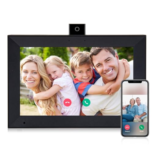 Digital Picture Frame 10.1 Inch WiFi Smart Digital Photo Frame, Electronic Picture Frame IPS HD Touchscreen with Black Wood Frame, Auto-Rotate Share Photos & Videos via AiMOR App Instantly