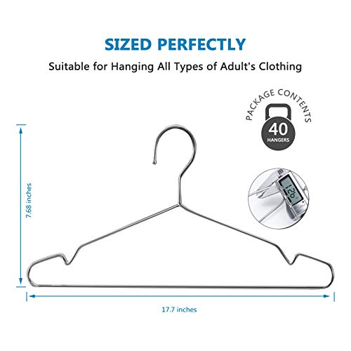 Fayleeko Wire Hangers Coat Hangers Strong Heavy Duty Stainless Steel Metal Hangers Ultra Thin Space Saving Clothes Hangers (30 Pack 16.5 Inch)