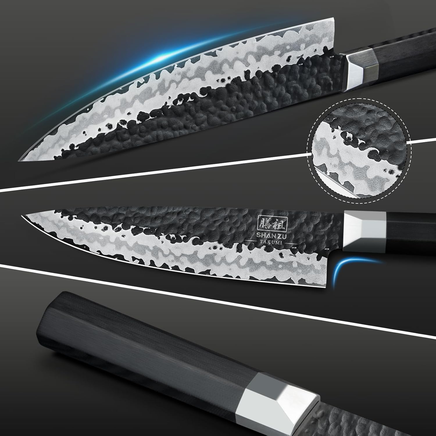 SHAN ZU Japanese Chef Knife 8 Inch, 7 Layers 9Cr18MoV High Carbon Steel Kitchen Knife, Professional Cooking Knife,Kitchen Utility Knives Ultra Sharp Gyuto Knife with G10 Fiberglass Handle