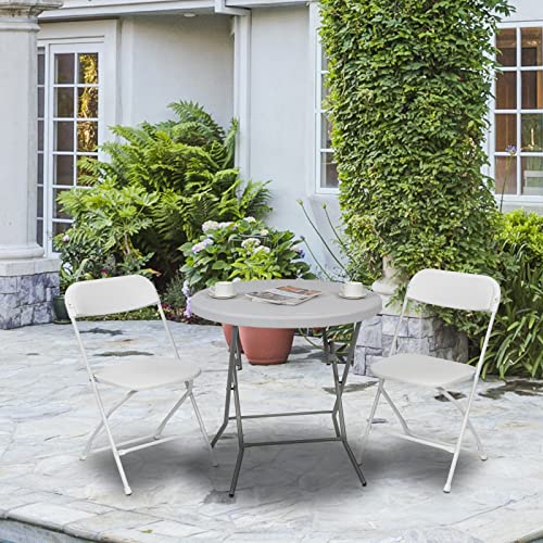 10 Pack White Plastic Folding Chair, Indoor Outdoor Portable Stackable Commercial Seat Capacity for Events Office Wedding Party Picnic Kitchen Dining, 350lb Capacity