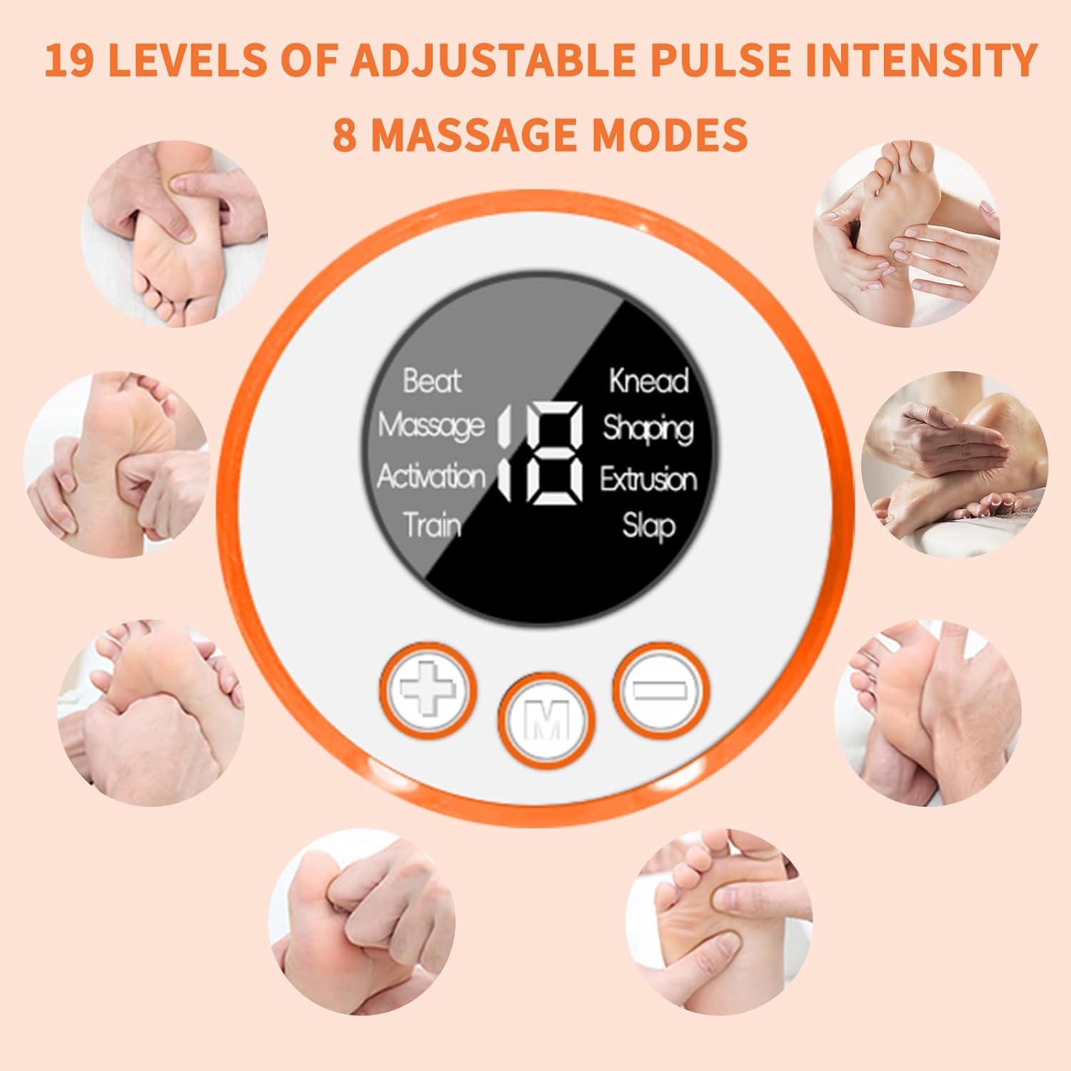 EMS Foot Massager Mat–Foot Massager Pad, Muscle Relaxation, Foldable Feet Foot Massager for Pain Plantar Relief, Portable & Rechargeable Feet Massager Pad with 8 Modes and 19 Intensity Levels