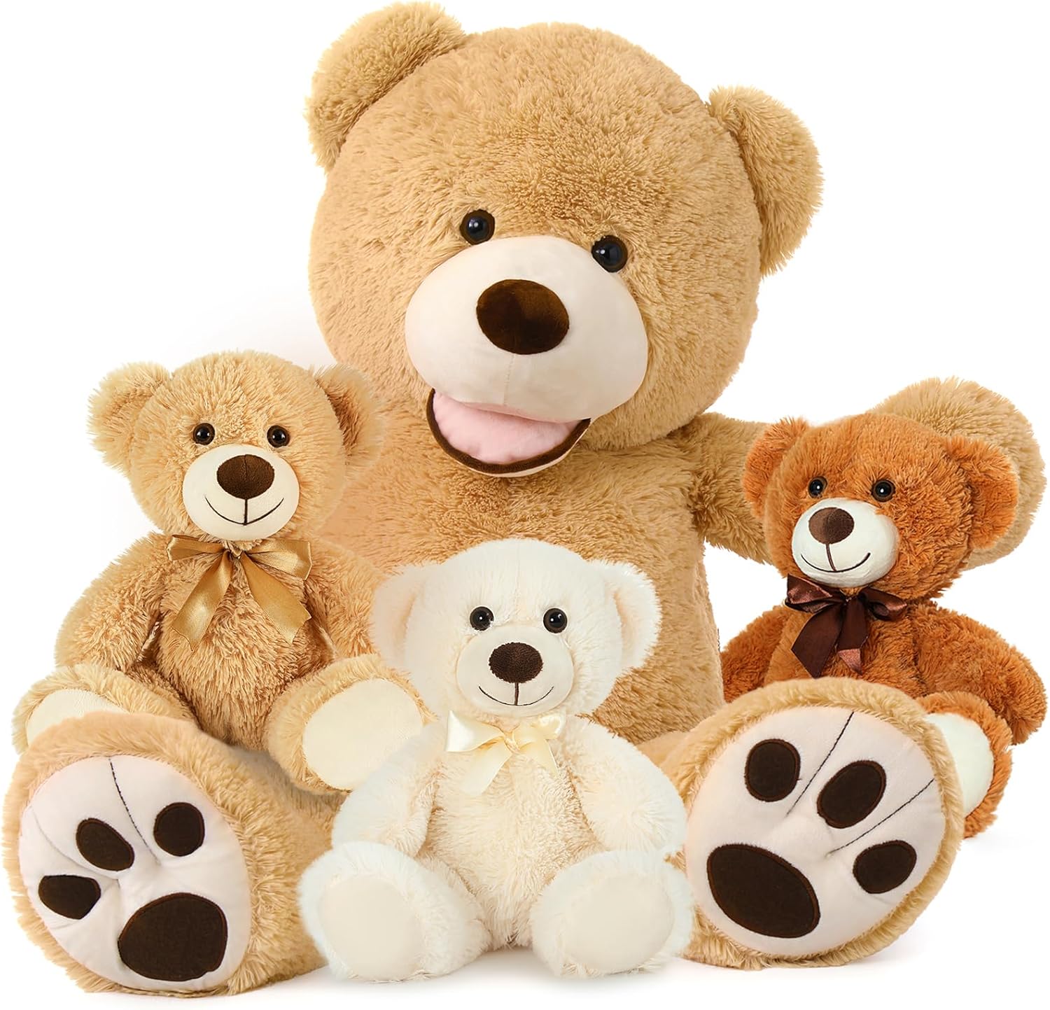 MorisMos Giant Teddy Bear Stuffed Animals, 39 Inches brown teddy bear and 3 pieces teddy bears