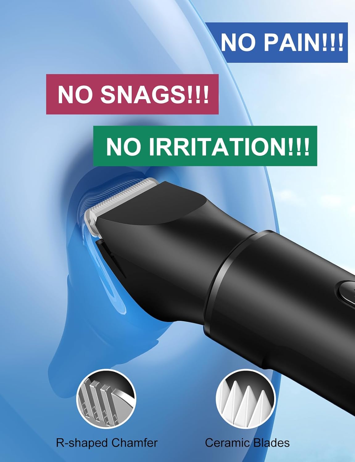 Body Hair Trimmer for Men-Electric Groin Groomer with Body Clippers, Nose Hair Clippers, USB C Charging, Travel Lock, Waterproof, Cut Leg, Chest, Armpit Hair, Gifts for Him