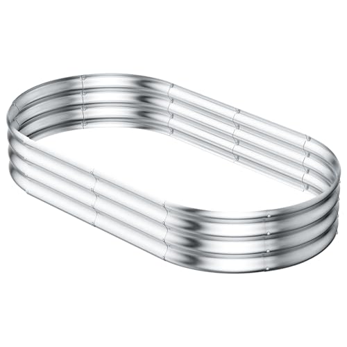HOOPLE 6 * 3 * 1FT 2Pack Galvanized Raised Garden Bed Kit Raised Garden Boxes Outdoor Planter, Oval Large Metal Raised Garden Beds for All Plants (2PACK, 6 * 3 * 1FT)
