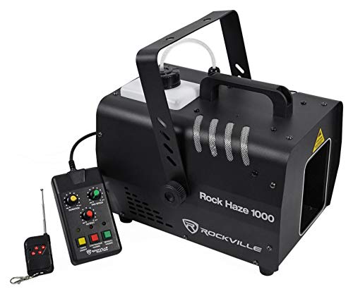 Rockville ROCKHAZE 1000 V2 CFM DMX Hazer Machine Water Based DJ/Club Haze+2 Remotes, Black