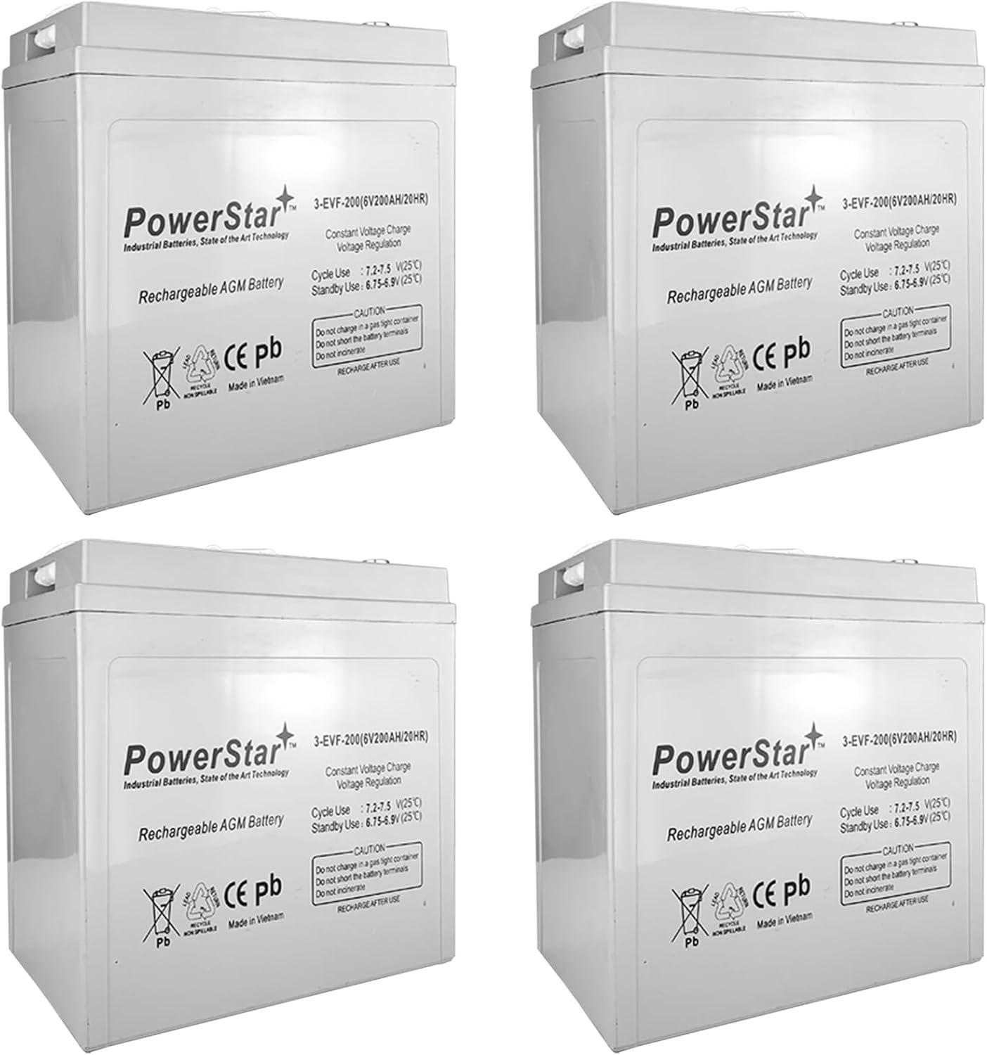 PowerStar Replacement Battery For T-105 GC2 6V 200Ah Deep Cycle Flooded Lead Acid Battery x4