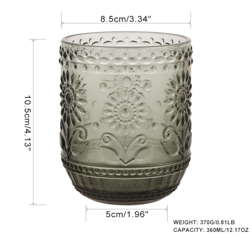 Drinking Glasses Old Fashion Glass 12oz Vintage Glasses Set Of 6 Glasses For Water Juice Cocktail Whisky Purple Glassware Set Gift For Men Women 100% Dishwasher Safe (6, Purple)